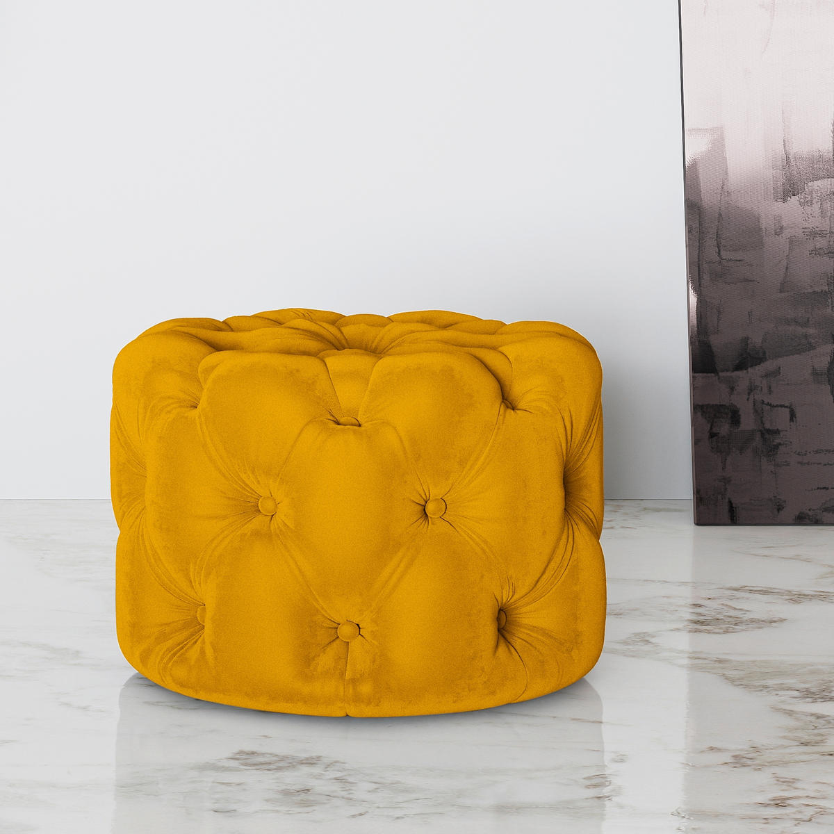HOCKER in Textil Senfgelb  - Senfgelb/Schwarz, Design, Kunststoff/Textil (60/39/60cm) - P & B