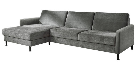 ECKSOFA Dieter Knoll Dunkelgrau Chenille, Flachgewebe Rücken echt  - Dunkelgrau/Schwarz, Design, Textil/Metall (175/316cm) - Dieter Knoll