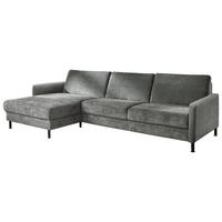 ECKSOFA in Chenille, Flachgewebe Dunkelgrau  175/316 cm  - Dunkelgrau/Schwarz, Design, Textil/Metall (175/316cm) - Dieter Knoll