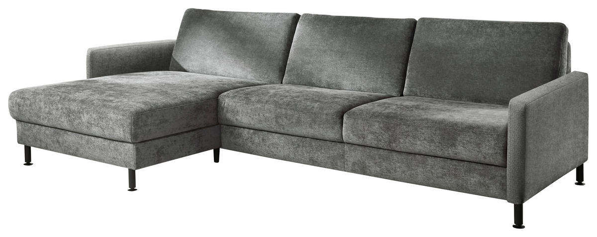 ECKSOFA in Chenille, Flachgewebe Dunkelgrau  175/316 cm  - Dunkelgrau/Schwarz, Design, Textil/Metall (175/316cm) - Dieter Knoll