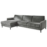 ECKSOFA Dieter Knoll in Chenille, Flachgewebe Dunkelgrau  175/316 cm  - Dunkelgrau/Schwarz, Design, Textil/Metall (175/316cm) - Dieter Knoll