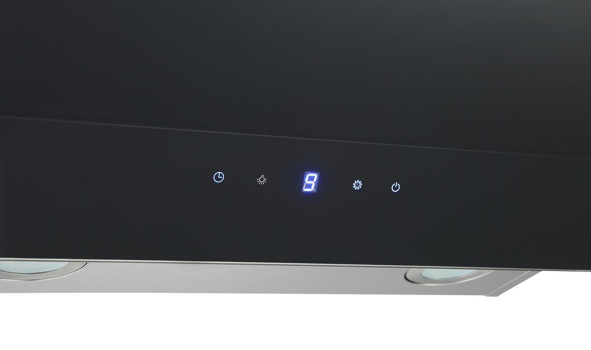 DUNSTABZUGSHAUBE CH77060SA  - Schwarz, Trend, Glas/Metall (60/74,3-112,3/31,3cm) - Respekta