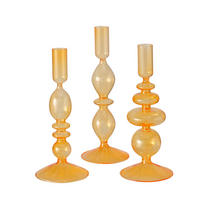 STOJAN NA SVÍČKY  sklo - oranžová, Design, sklo (9/24cm)
