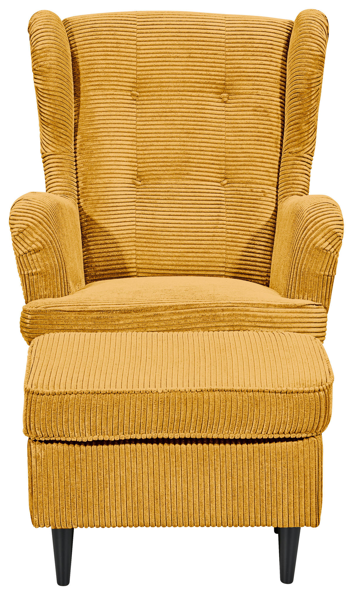 OHRENSESSEL Cord Gelb  - Gelb/Schwarz, Basics, Holz/Textil (78/102/98cm) - MID.YOU