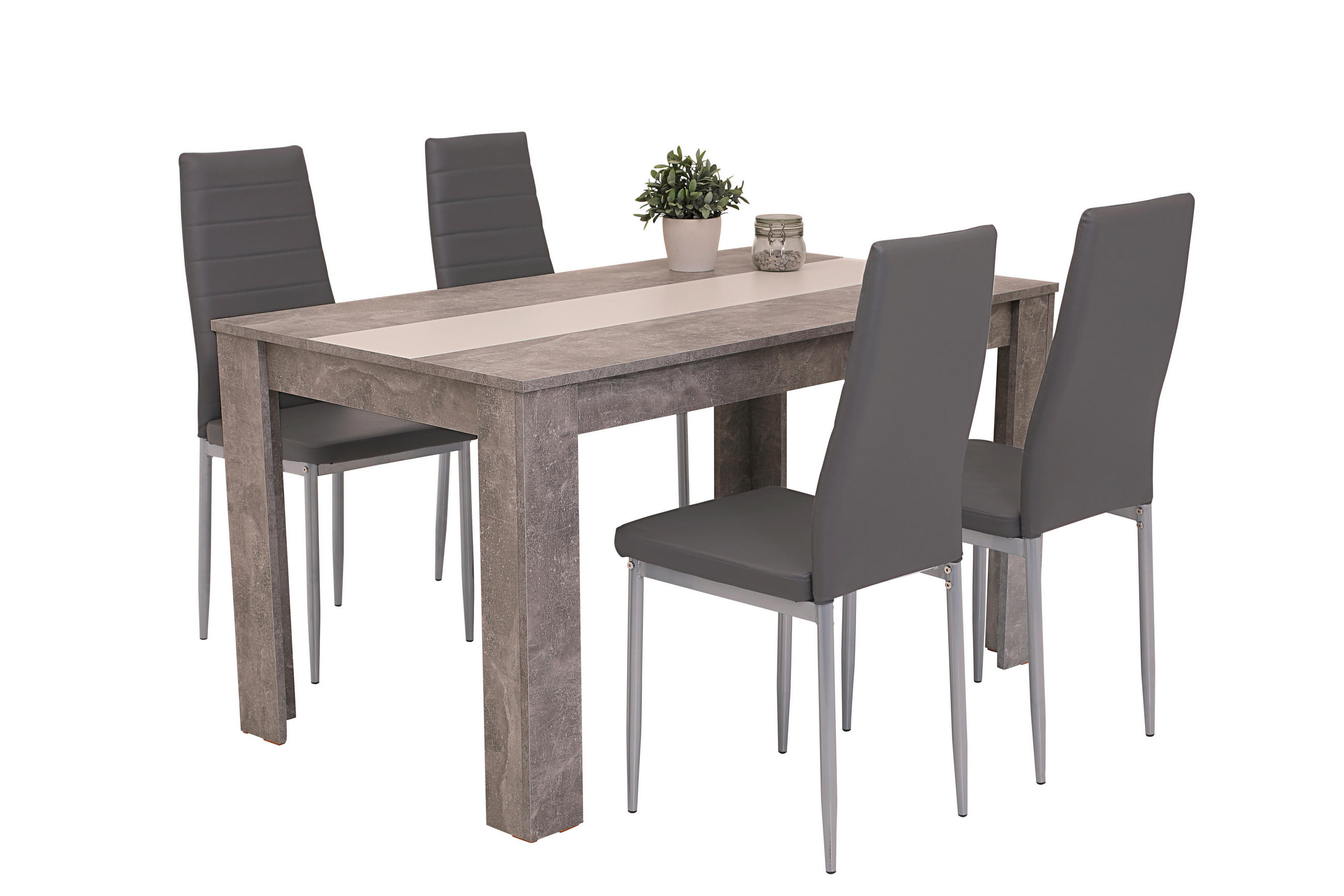 TISCHGRUPPE Grau  - Grau, MODERN, Textil/Metall (140/80/74cm) - MID.YOU