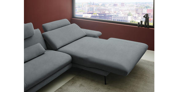 ECKSOFA  in Chenille, Flachgewebe Dunkelgrau  284/180 cm  - Dunkelgrau/Schwarz, Design, Textil/Metall (284/180cm) - Dieter Knoll