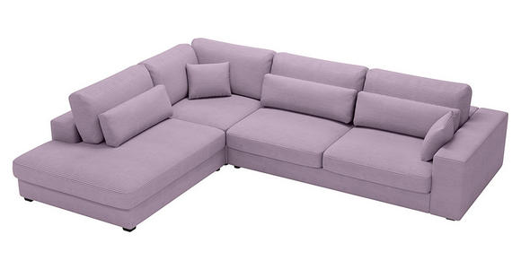 ECKSOFA in Cord Violett  - Violett/Schwarz, KONVENTIONELL, Kunststoff/Textil (250/314cm) - Carryhome