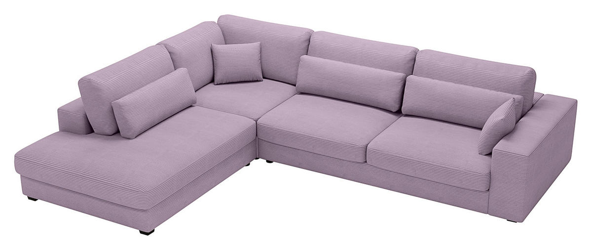 ECKSOFA Violett Cord  - Violett/Schwarz, KONVENTIONELL, Kunststoff/Textil (250/314cm) - Carryhome
