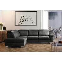 ECKSOFA Anthrazit Mikrofaser Rücken echt, Relaxfunktion, Kopfteilverstellung  - Chromfarben/Anthrazit, Design, Textil/Metall (238/276cm) - Livetastic