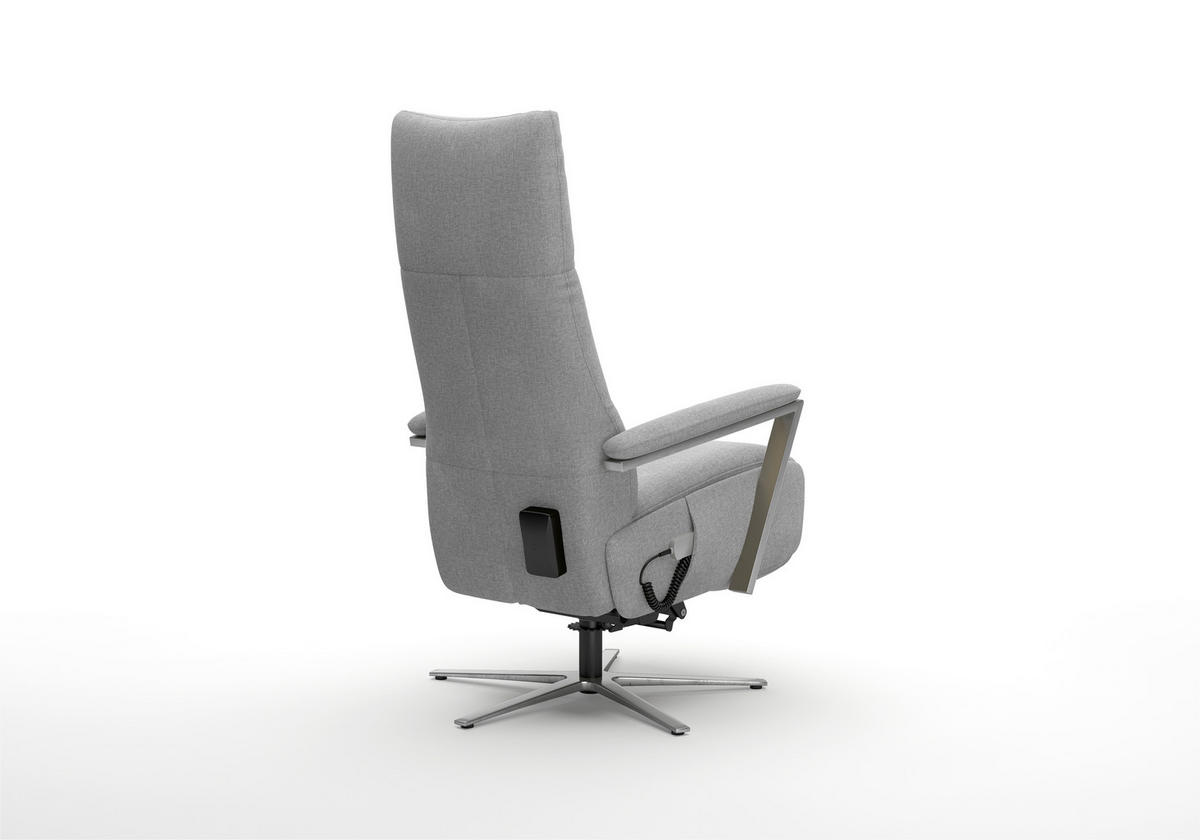 RELAXSESSEL TV VARIO COMFORT E L3 Flachgewebe Kopfteilverstellung, Rücken echt    - Silberfarben/Hellgrau, Basics, Textil/Metall (70/128/85cm) - Sit & More