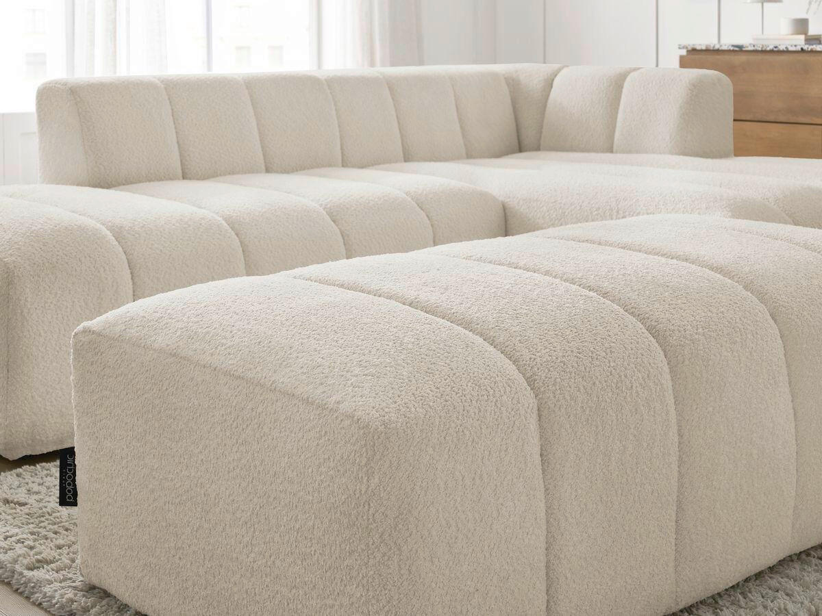 ECKSOFA  ANNECY Beige Bouclé  - Beige/Schwarz, MODERN, Kunststoff/Textil (262/170cm)