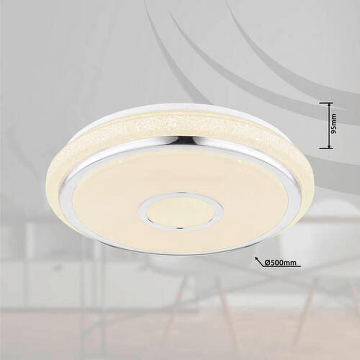 PLAFONIERĂ CU LED - alb/culoare crom, Basics, plastic (50/9.5cm)
