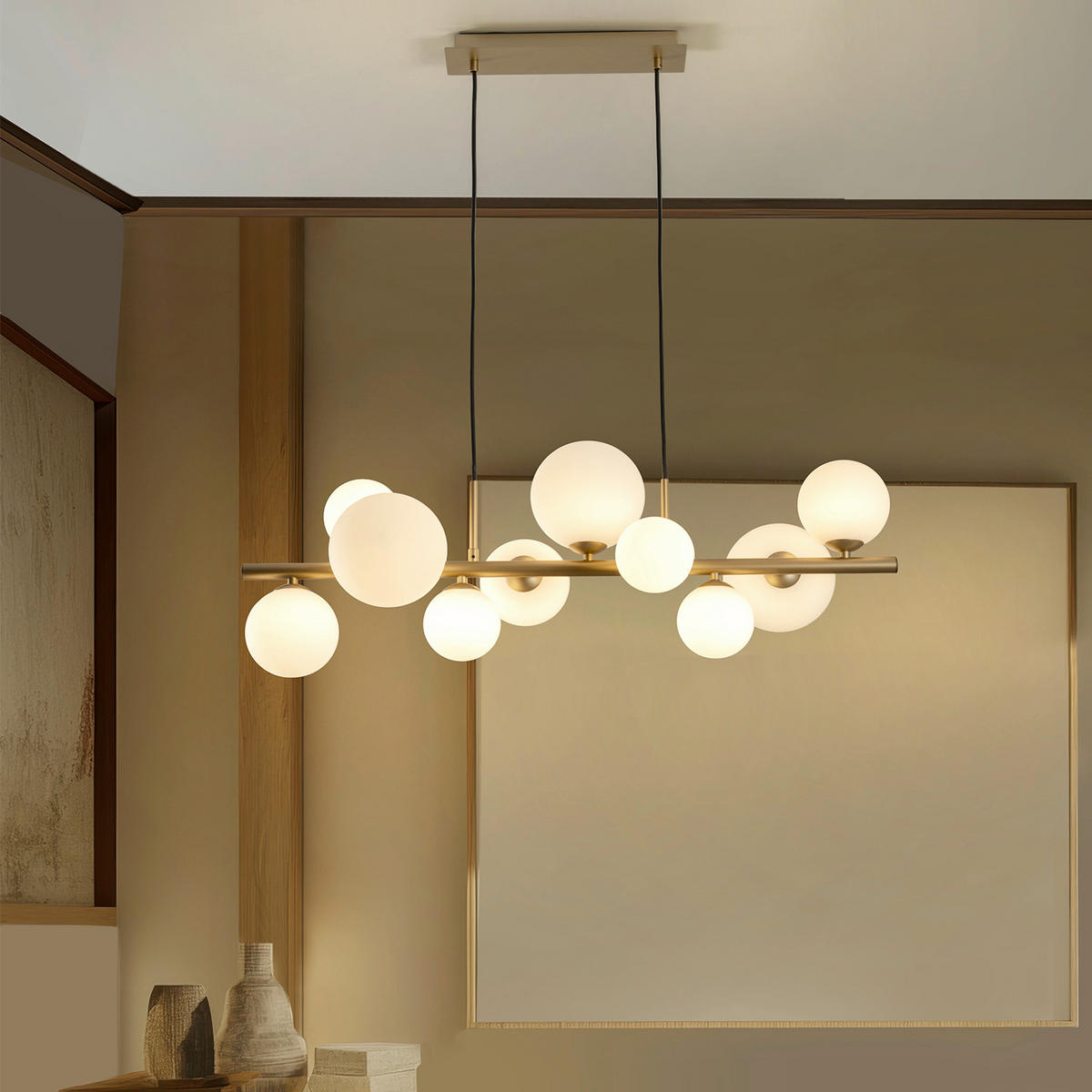 SVJETILJKA VISEĆA    86/33/150 cm    PALOMA  - zlatne boje, Design, staklo/metal (86/33/150cm)