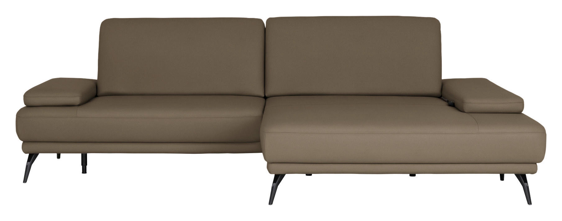 ECKSOFA  Echtleder Graubraun  - Graubraun/Schwarz, Konventionell, Leder/Metall (301/180cm) - Joop!