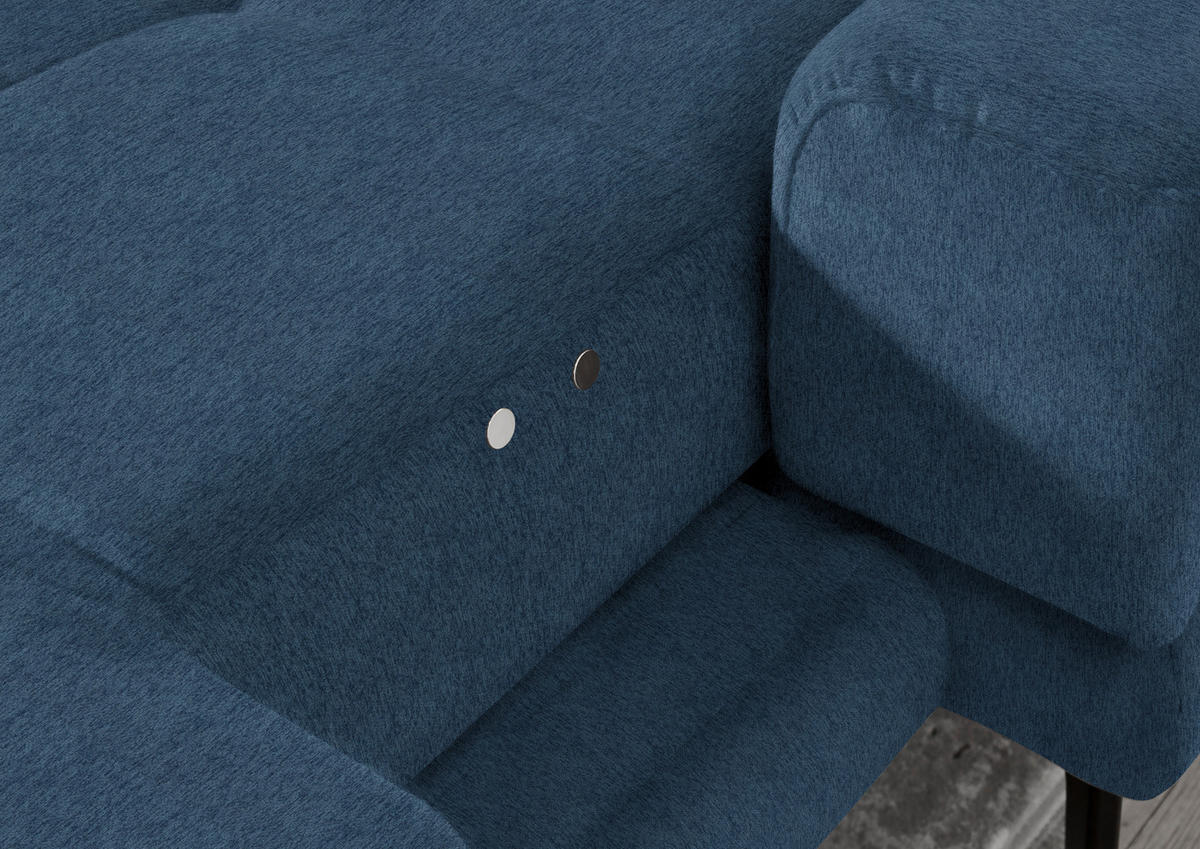 ECKSOFA in Flachgewebe Blau  - Blau/Schwarz, Design, Textil/Metall (309/190cm) - Beldomo Style