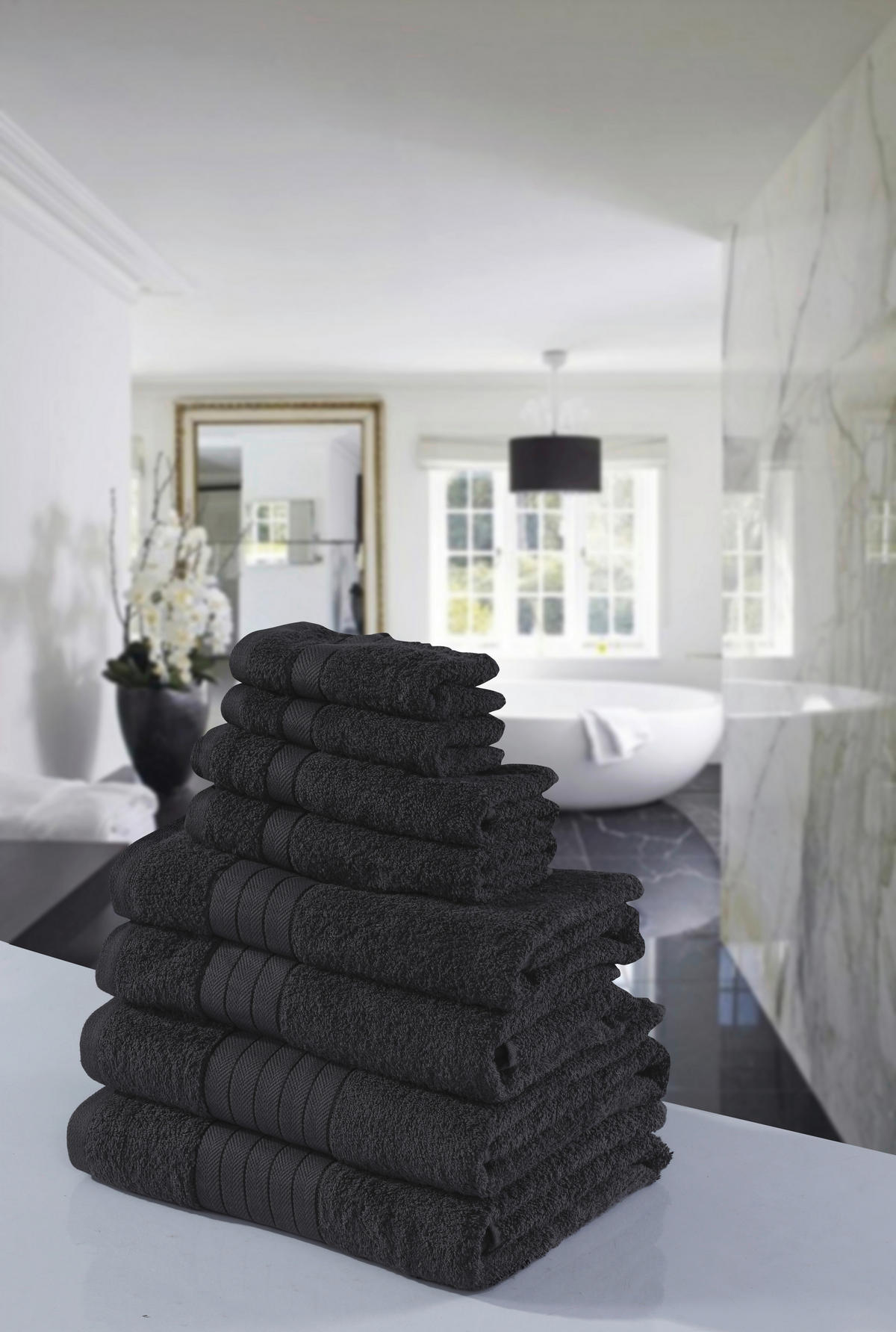 FROTTIERSET Anthrazit 8-teilig  - Anthrazit, Basics, Textil