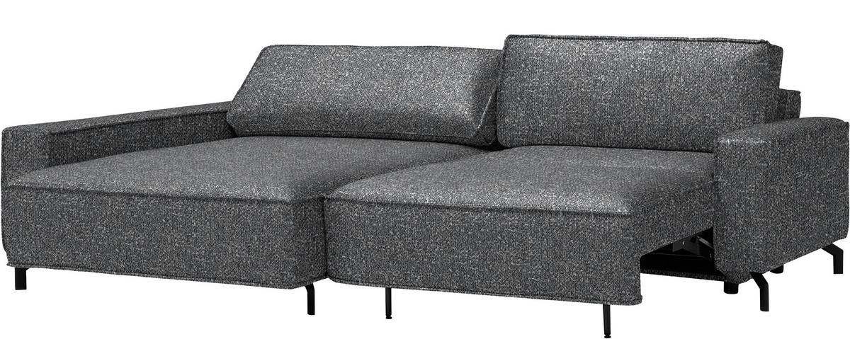ECKSOFA  in Mikrofaser Grau  164/246 cm  - Schwarz/Grau, Design, Textil/Metall (164/246cm) - Sedda