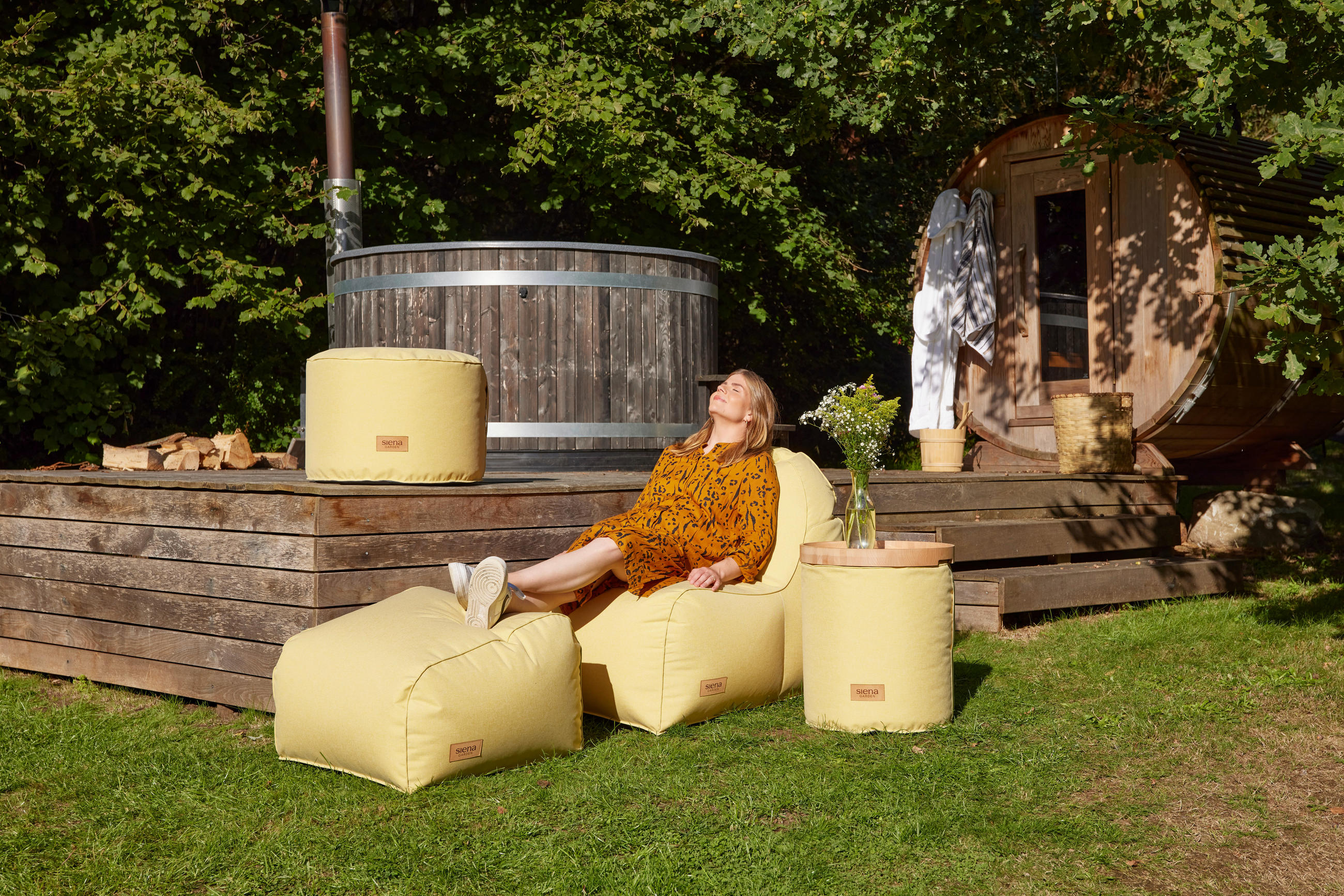 GARTENHOCKER - Gelb, KONVENTIONELL, Textil (70/45/80cm) - Siena Garden