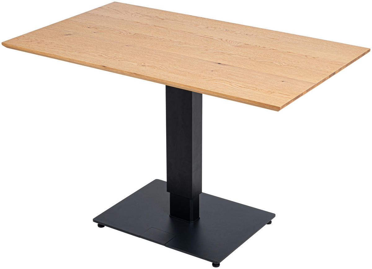 ESSTISCH in Holz, Metall, Holzwerkstoff 120/70/76-111 cm  - Eichefarben/Schwarz, MODERN, Holz/Holzwerkstoff (120/70/76-111cm) - Valdera