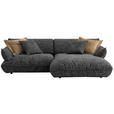 ECKSOFA in Flachgewebe Graubraun  264/185 cm  - Graubraun/Schwarz, Design, Kunststoff/Textil (264/185cm) - Emilio Belluti