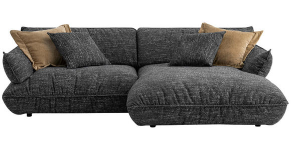 ECKSOFA in Flachgewebe Graubraun 264/185 cm - Graubraun/Schwarz, Design, Kunststoff/Textil (264/185cm) - Emilio Belluti