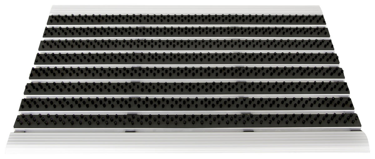 FUßMATTE   Schwarz, Alufarben  - Schwarz/Alufarben, Design, Textil/Metall (58,5/39,5/2,2cm) - Esposa