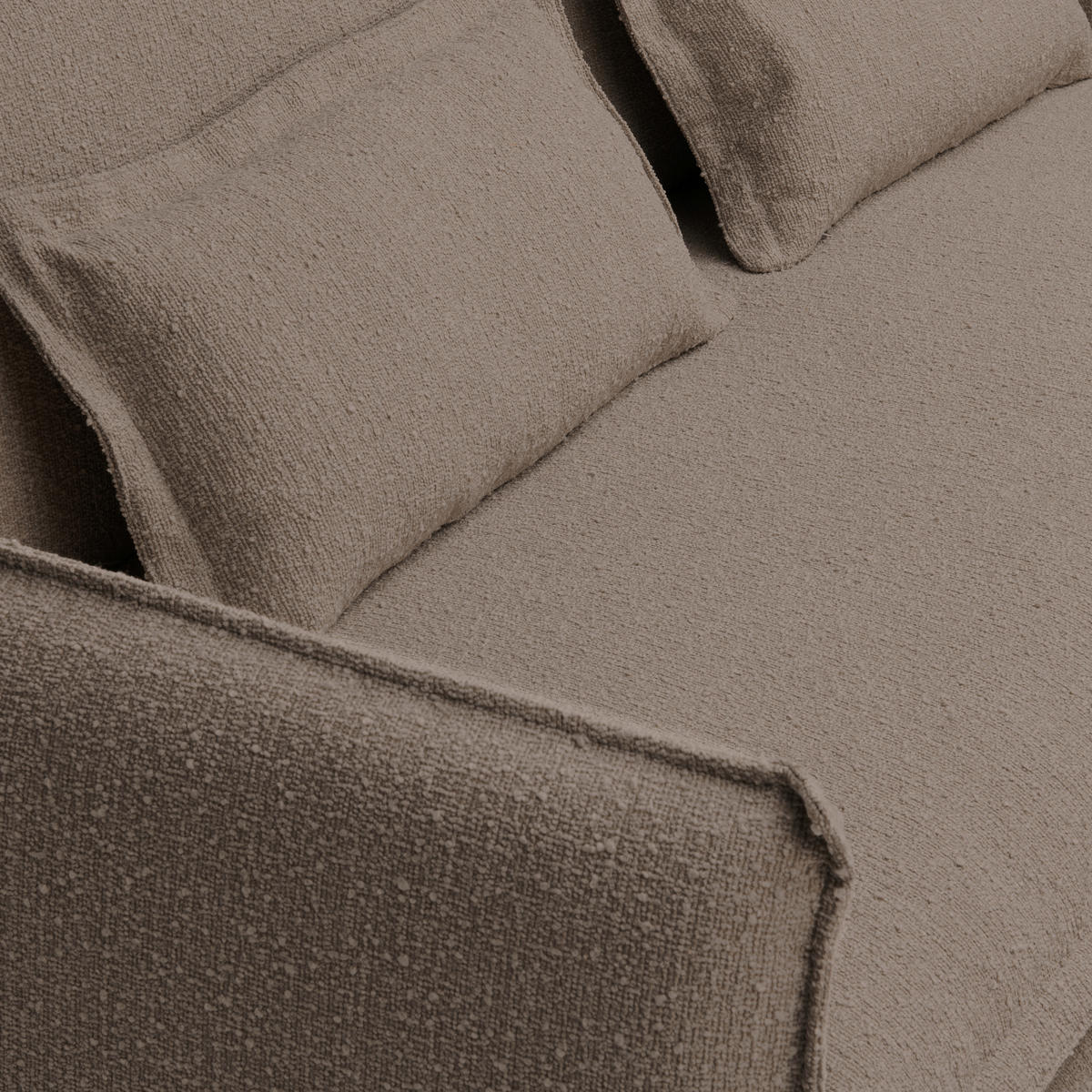 HUSSEN-SOFA in Flachgewebe, Bouclé Braun  - Braun, Trend, Textil/Metall (195/82/98cm) - Livetastic