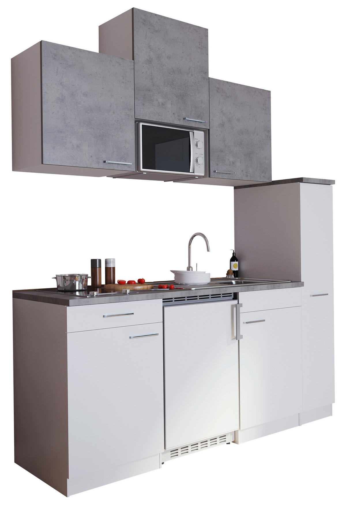 KÜCHENBLOCK 180 cm   in Weiß, Hellgrau  - Hellgrau/Weiß, MODERN, Holzwerkstoff (180cm) - Respekta