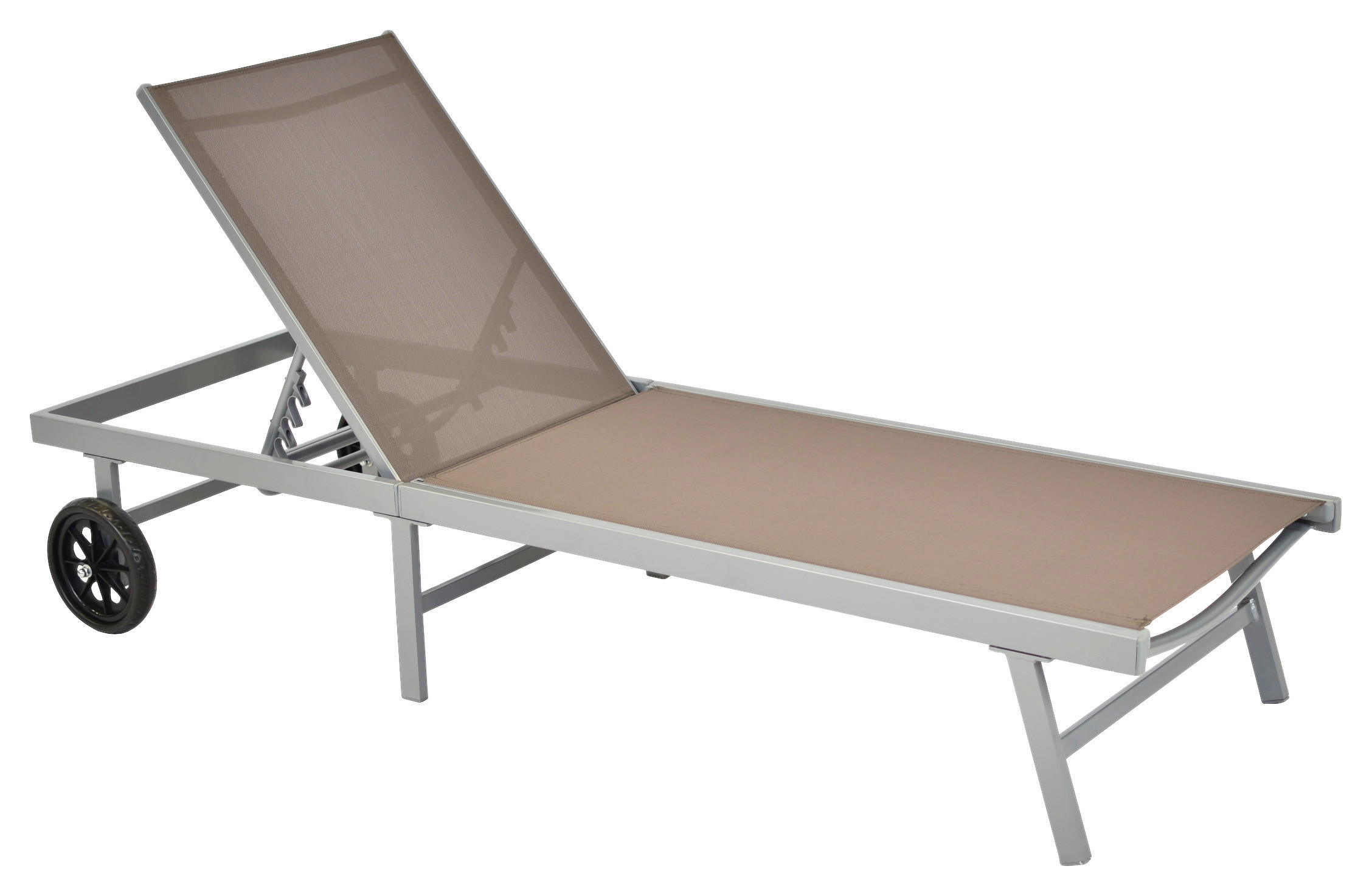 GARTENLIEGE 201/98/65 cm  - Taupe/Silberfarben, MODERN, Kunststoff/Metall (201/98/65cm) - Gardenson