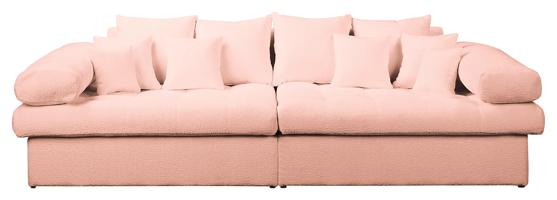 BIGSOFA in Teddystoff Rosa  - Schwarz/Rosa, Design, Kunststoff/Textil (284/94/148cm) - Livetastic