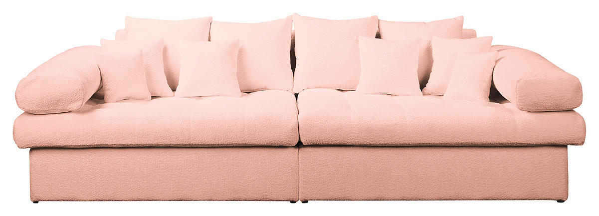 BIGSOFA Naomi Teddystoff Rosa  - Schwarz/Rosa, Design, Kunststoff/Textil (284/94/148cm) - Livetastic