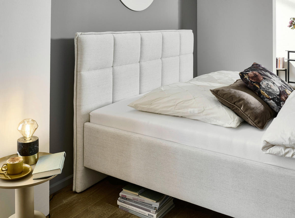 POLSTERBETT Lattenrost, Bettkasten 180/200 cm  in Beige  - Birkefarben/Beige, Design, Holz/Textil (180/200cm) - Xora