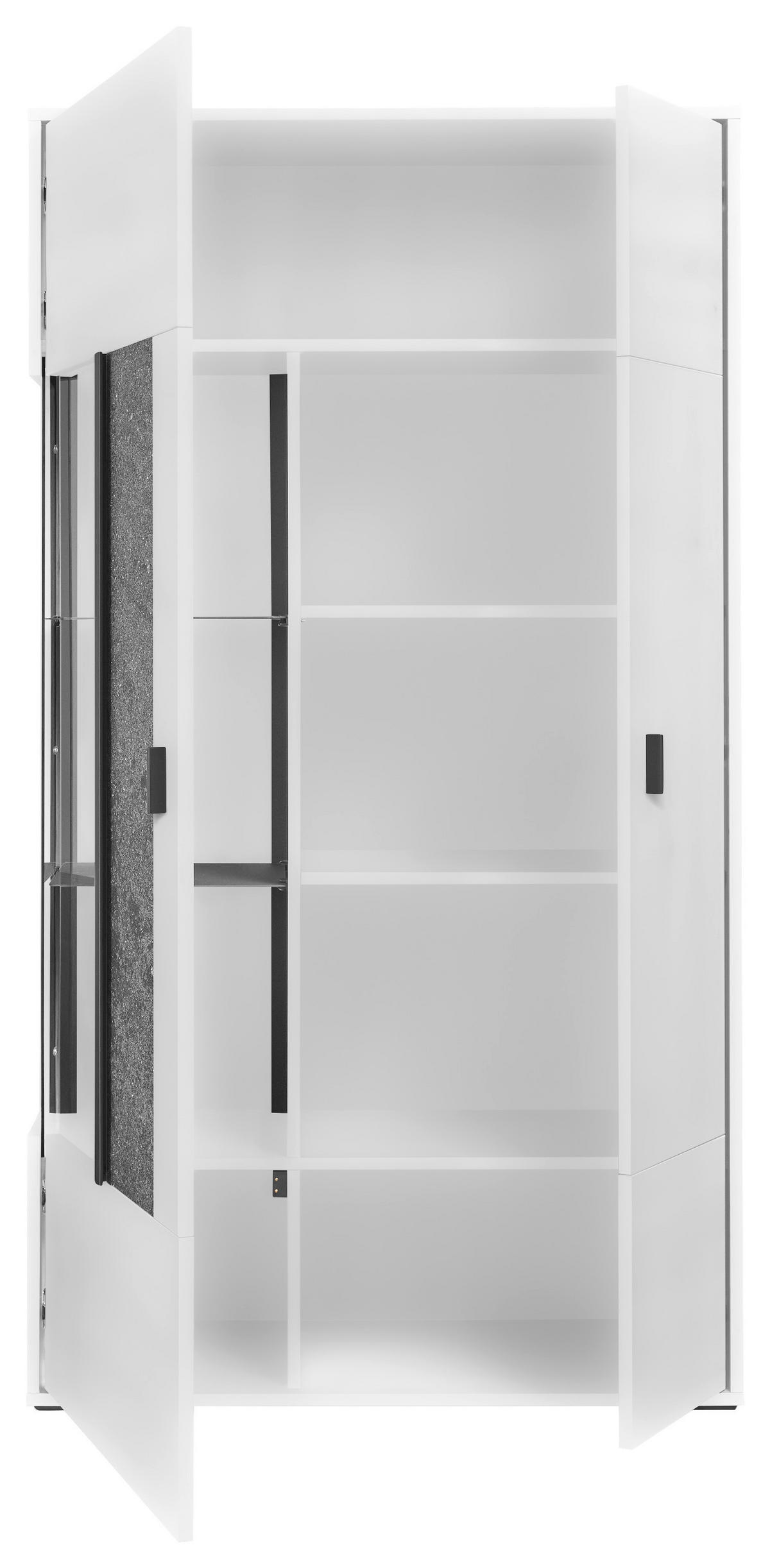 VITRINE in Weiß, Grau  - Dunkelgrau/Weiß, Design, Glas/Holzwerkstoff (93,7/170,8/37,2cm) - SetOne by Musterring