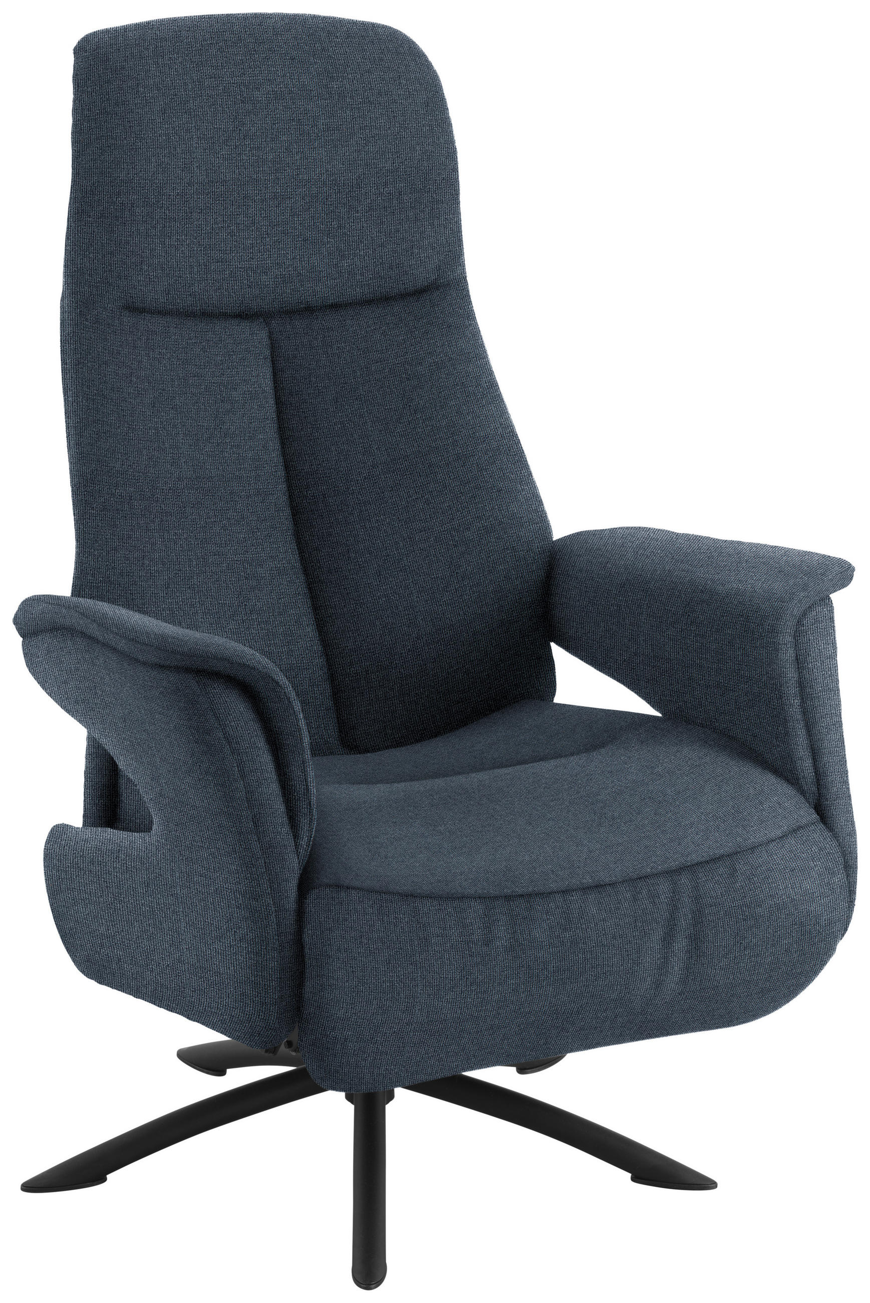 RELAXSESSEL Webstoff Relaxfunktion, Kopfteilverstellung    - Schwarz/Dunkelblau, Design, Textil/Metall (73/108/86cm) - Welnova