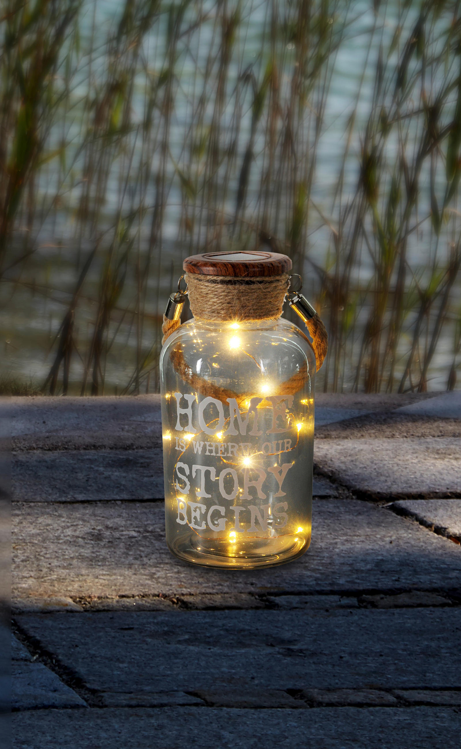 SOLARLEUCHTE  - Klar/Hellbraun, LIFESTYLE, Glas/Kunststoff (9,8/20cm) - Ambia Garden