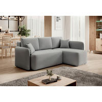 ECKSOFA in Plüsch Hellgrau   - Hellgrau/Schwarz, Design, Kunststoff/Textil (206cm) - MID.YOU
