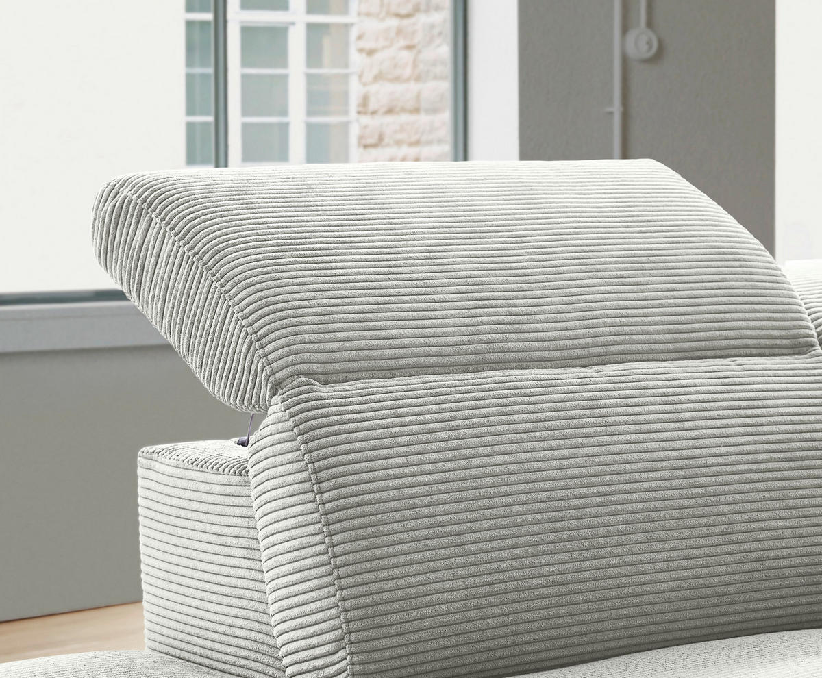 ECKSOFA in Cord Hellgrau  - Hellgrau/Schwarz, Design, Textil (223/290cm) - Pure Home Lifestyle