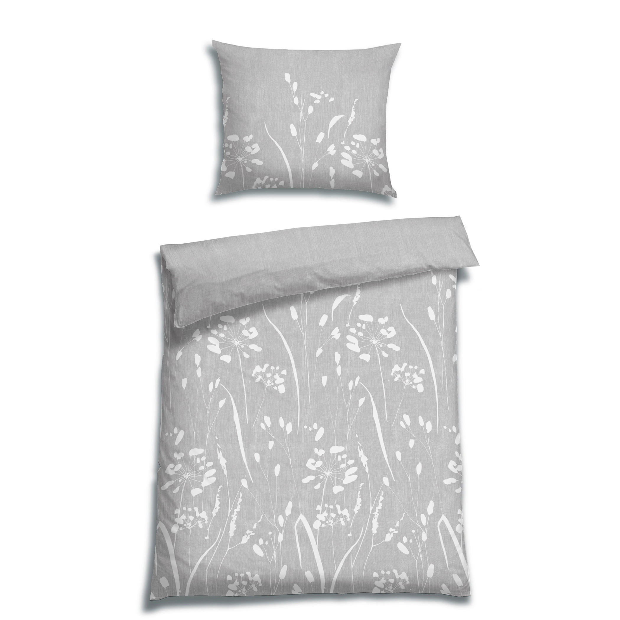 BETTWÄSCHE Satin 140/200 cm  - Weiß/Grau, Trend, Textil (140/200cm) - Florella