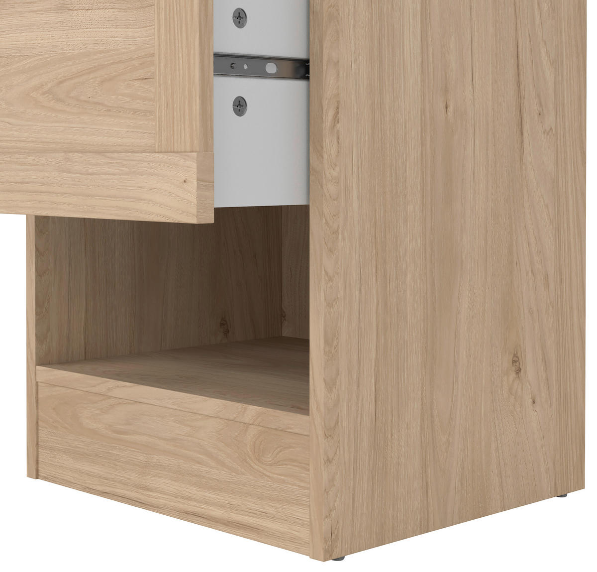 NACHTSCHRANK 40,2/51,2/36 cm  - Eichefarben/Silberfarben, MODERN, Holzwerkstoff/Metall (40,2/51,2/36cm) - MID.YOU