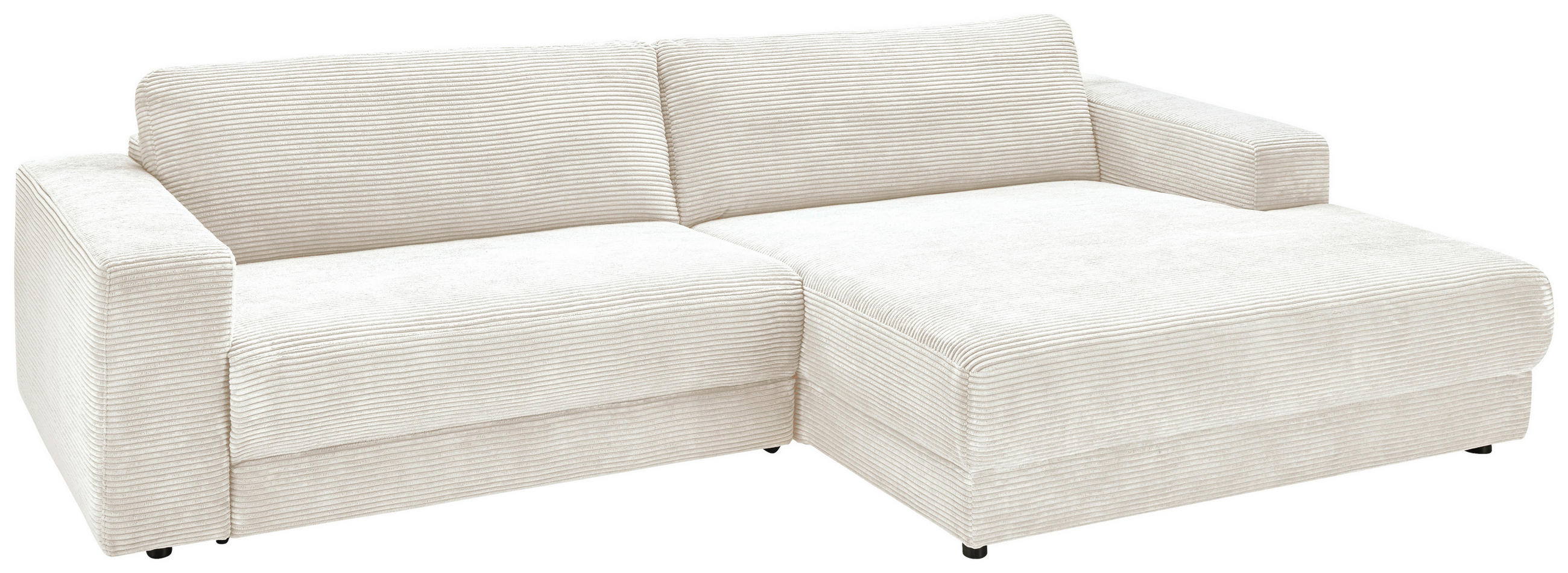 ECKSOFA Cord Creme  - Creme/Schwarz, Design, Kunststoff/Textil (296/168cm) - Pure Home Lifestyle