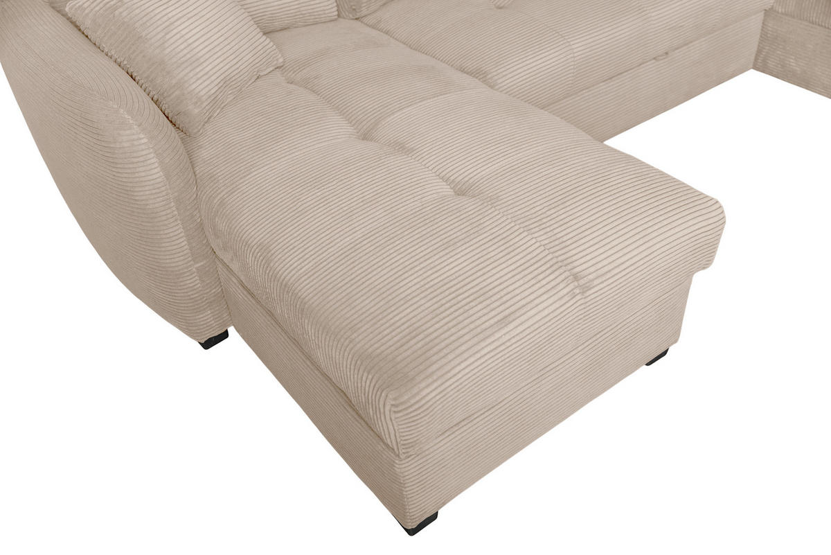 WOHNLANDSCHAFT SORINA Hellbraun Cord  - Hellbraun/Schwarz, Design, Kunststoff/Textil (157/305/202cm) - MID.YOU