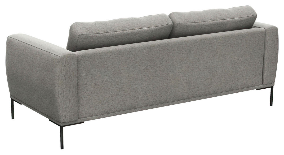 3-SITZER-SOFA Webstoff, Flachgewebe Grau  - Schwarz/Grau, Design, Textil/Metall (212/80,5/88cm) - Livetastic