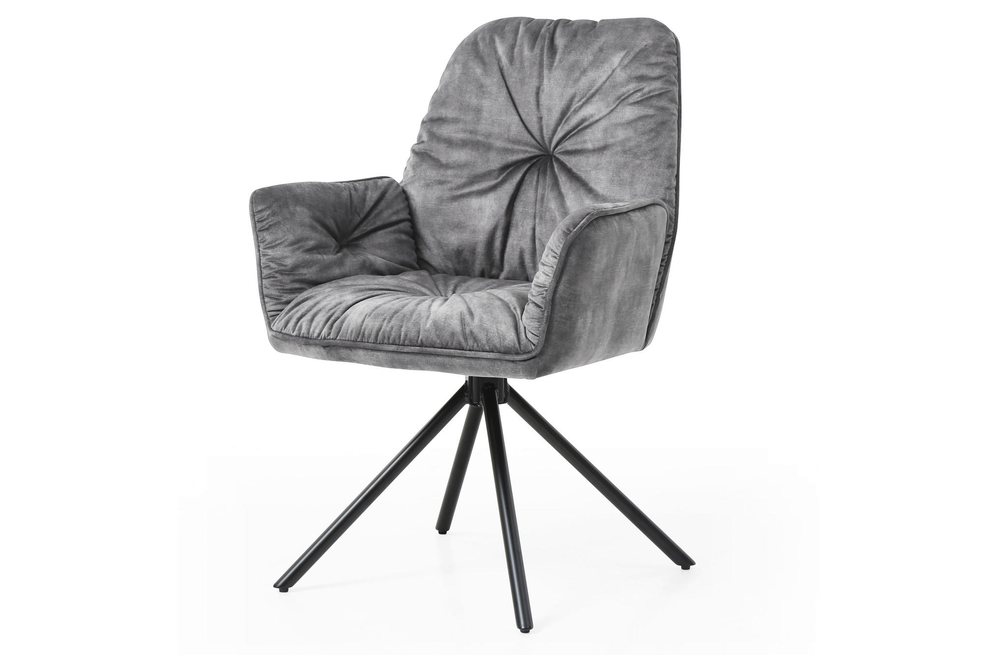 ARMLEHNSTUHL  in Samt, Velours  - Schwarz/Grau, MODERN, Textil/Metall (61/90/59cm) - Livetastic