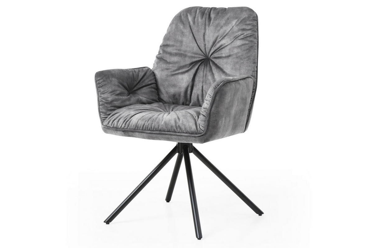 ŽIDLE S PODRUČKAMI, samet, velur, šedá - šedá/černá, Moderní, kov/textil (61/90/59cm) - Livetastic