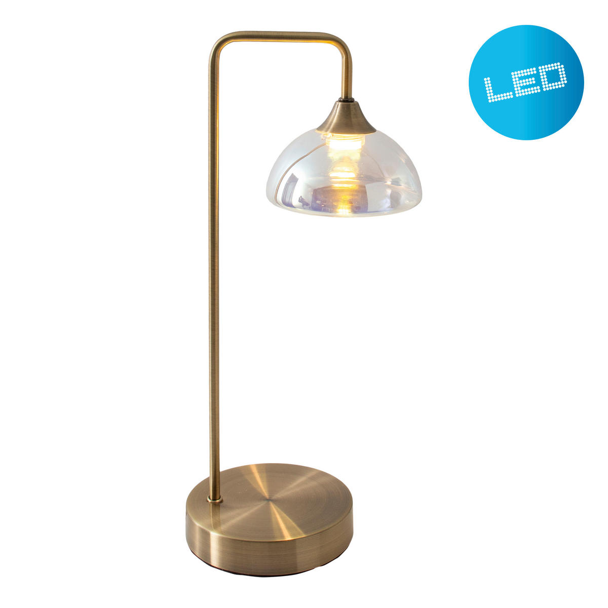 TISCHLEUCHTE 17,5/45 cm   - Messingfarben, Design, Glas/Metall (17,5/45cm) - Näve