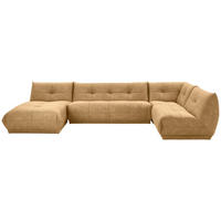 WOHNLANDSCHAFT in Lederlook Hellbraun  - Hellbraun, Trend, Textil (185/390/210cm) - Livetastic
