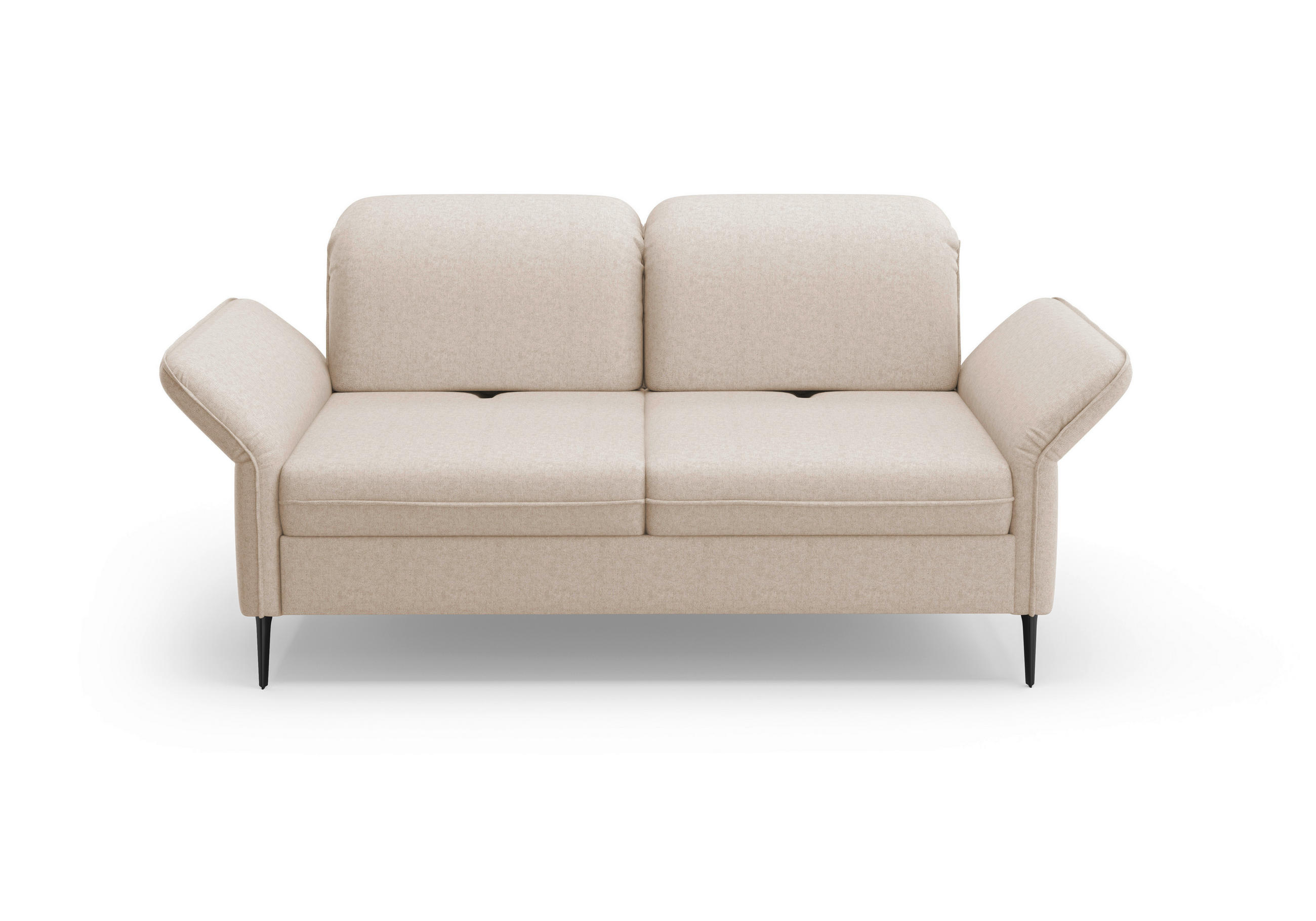 2,5-SITZER in Flachgewebe Creme  - Creme/Schwarz, Konventionell, Textil/Metall (189/92/123cm) - Sit & More