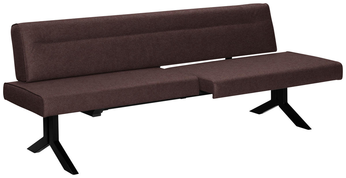 SITZBANK in Metall, Textil Dunkelbraun  - Dunkelbraun/Schwarz, Konventionell, Textil/Metall (220/87/70-86cm) - Moderano