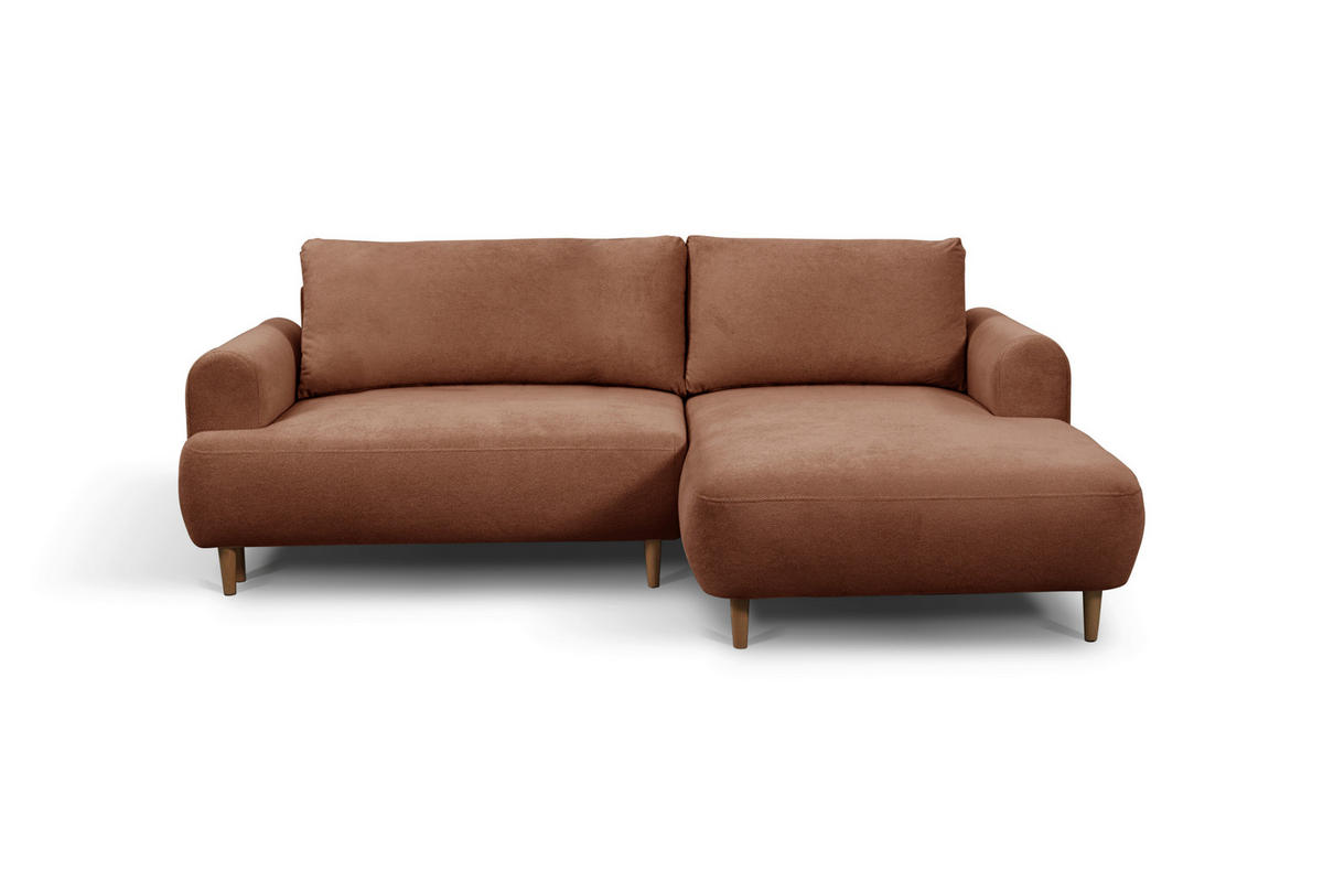 ECKSOFA VIRA Kupferfarben Struktur Rückenkissen, Bettkasten, Liegefläche im Originalstoff  - Naturfarben/Kupferfarben, Design, Holz/Textil (230/150cm) - MID.YOU