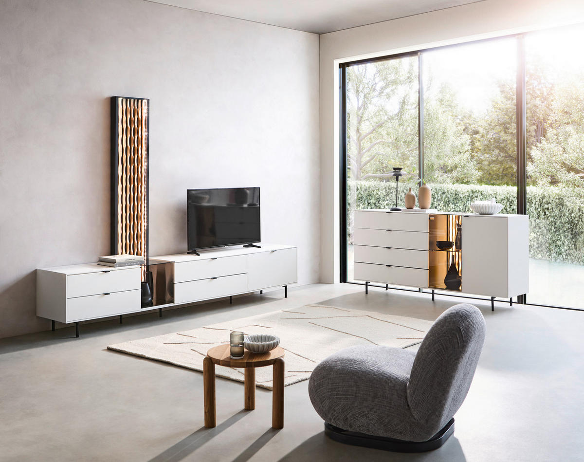 LOWBOARD  in 267,5/191,5/42 cm  - Eichefarben/Schwarz, Design, Holz/Holzwerkstoff (267,5/191,5/42cm) - Moderano